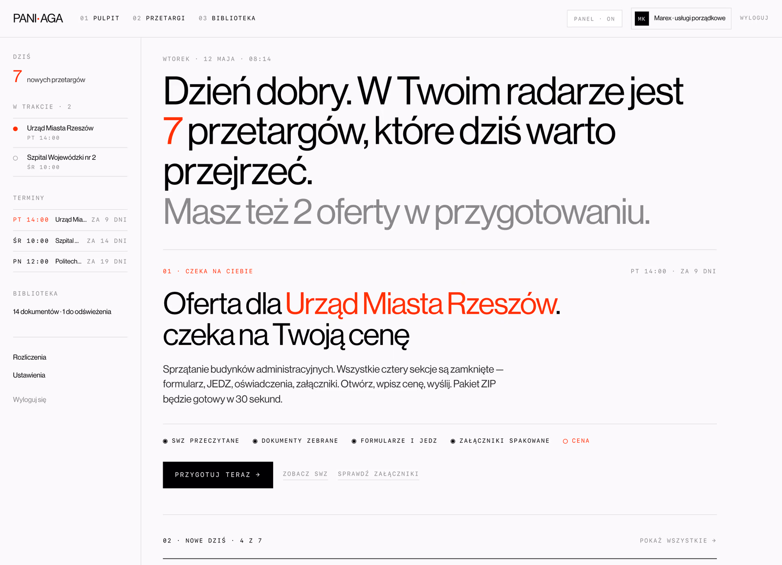 Cztery sekcje zamknięte — zostaje Twoja cena
